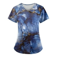 Bicoasu T majice kratki rukav V izrez meke labave košulje Ljetne casual vrhove sa džepom tamno plave