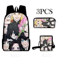 Demon Slayer Anime ruksak set školske torbe za djecu Studentske torbe za olovke za torbu, 02