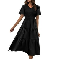 Ženski nivoi Maxi podne haljina klikanje duljine dresirane haljine obična haljina od pune boje Vintage