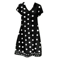 Baycosin točkice za ispis haljine za žene labave V izrez kratki rukav s malojkine haljine