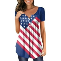 Košulje za žene Grafički dan Neovisnosti za neovisnost Plus Veličina Amerikanka 4. jula tiskani V izrez kratkih rukava T majica za majice Bluza