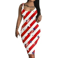 Haljine s rukavima za žene Ležerne prilike Ženska haljina bez rukava Američka zastava Print Cami Vest