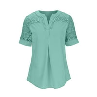 Lydiaunistar Ženske kratke vrhove Ženska šupljina majica kratkih rukava Majica čipke Majica MINT Green