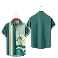 Muški gumb s kratkim rukavima niz vintage kuglane majice Havajska casual tiskana majica na plaži Ljetni