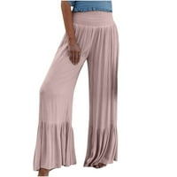 Gathrrgyp duge hlače za žene, ženske ležerne udobne hlače široke noge zahrani hlače rušene elastične