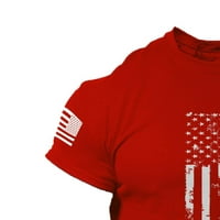 Muška košulja Muška košulja i ljetna vintage Print Majica Solid Color American Flag nevolje s kratkim