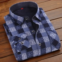 Haxmnou MENS jesen i zimska modna casual brušenje karirane džepove jagnjeve košulje sa kompozitnom majicom