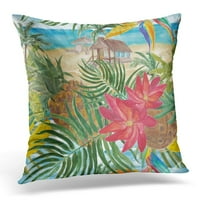 Bijela ploča za farbanje tropskim palmima bananas ananas kokos morsko i plažu vrt jastuk jastuk jastuk