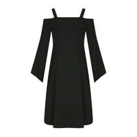 Žene za haljine Ženske gotičke vintage boje Blok za šivanje retro mračnog isključivanja, klizanje midi