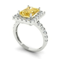 3. CT sjajni smaragdni rez prozirni simulirani dijamant 18k bijeli zlatni halo pasijans sa accentima prsten sz 5.25