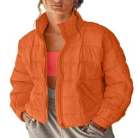 Sunitor ženska zima puna jakna sa zip-om s dugim rukavima obrezane naduvane modne jakne lagani kaput