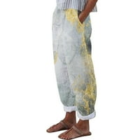 Wozhidaoke teretni pantalone žene modne hlače sa džepom casual visokim strukom Ispis labavog patla pamuk