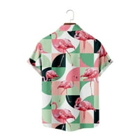 Životinje Flamingo Muški gumb dolje majice kratki rukav Ležerna majica na plaži