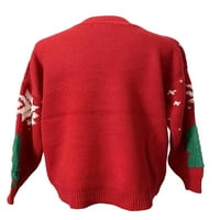 MubIneo ženski božićni džemperi vrhovi, dugih rukava Snowflake vez za vez labavo pletene pulovere