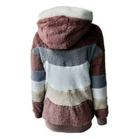 Yuwull Womens Winte Fuzzy fleece jaknu s kapuljačom Blok blok patchwork kardigan kaputi odjeća sa džepovima