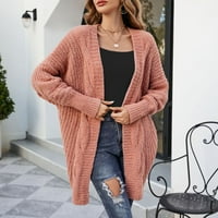 Huaai Cardigan za žene Dame Solid Color Twist Knit Cardigan Butterless Ležerne prilike Saobavi džemper