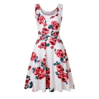 Ljetna modna haljina za rezervoar cvjetna patchwork haljina bez rukava kvadratna vrata za mršavljenje