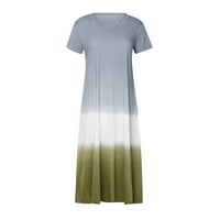 Mini haljine za žene plus veličine dnevno krakovne gradijentne boje blok labavo V-izrez kratka haljina