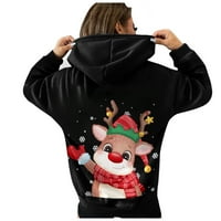 Yueulianxi Božićnu ženu Hoodies ženska dukserica sa labavim božićnim rukavima, ležerne kapuljače, pulover
