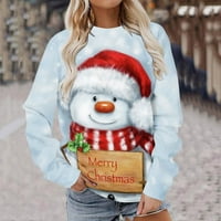 Tenjioo Fall Štednja žene dugih rukava Klasične košulje Božićni tisak CrewNeck pulover Dukseri Tunički