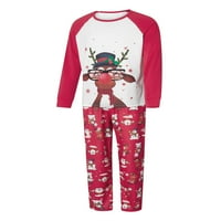 Božićna porodica Pajamas Podudarni set Elk Print Raglan dugih rukava i hlače Loungewear Meka odjeća
