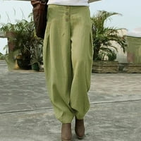 Eczipvz Ženske hlače Ženska udobna boemska konusna plemena Ispis labavo joga putni hlače zelena, 3xl