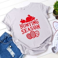Uskršnja lova sezona majica za žene zečice Grafički grafički grafički vrat Trendy Ležerni labavi fit