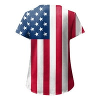 Žene vrhovi Dnevna majica America zastava Grafičke majice za žene O izrez Tank s kratkim rukavima za