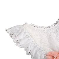 Novorođenče za djevojčice bijele ramele haljine za dojenčad bez rukava Cvijeće okrugli izrez Rompe Headwear