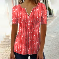 Ženske bluze Žene Ležerne prilike sa labavim majicom V izrez kratki rukav modni dot tisak The Majice
