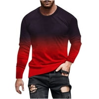 Majica s dugim rukavima za muškarce Labavi gradijent boja Majica 3D negirajući ispis Okrugli vrat Majica Bluzes Clearence, Crvena