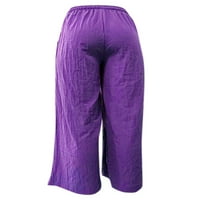 Ženske ljetne čvrste vučne elastične hlače visoke struk casual plaže široke noge labave pantalone