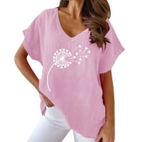 Ženske majice Cvjetni tiskani kratki rukav V-izrez V-izrez Summer Casual Moda Labavi odmor Moderna majica