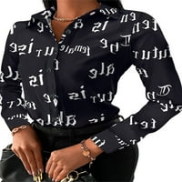 Lamuusaa žene modne majice Chain cvjetni slovo geometrijski kvadrat Ispiši ovratnik s dugim rukavima s ulicom