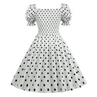 StMixi ljetne haljine za žene 1950-ih Vintage puff rukava Empire Struk Naslijeđena ljuljačka A linija