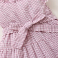 Dječja dječja dječja haljina Divna haljina Fly Ruffled rukava plairana haljina bez rukava rukavica ružičasta