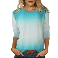 Kravate majica za cipele žene, ženski rukav vrhovi ljetni jeseni modni casual gradijent ispis Crewneck Slatke majice Bluze majica pulover