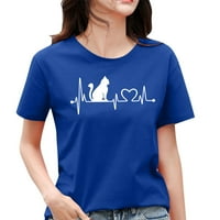 Ženski ljetni vrhovi tiskani kratki rukav Crew Crt majica Printirano TOP Ljetne majice Osnove majice Žena Košulje s dugim rukavima za žene