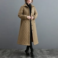Tkinga modna ženska jesenska i zimska jakna od pamučne jakne kardigan dugačka jakna u boji - XL