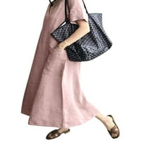 Luxplum žene maxi haljine kratki rukav tunik tunika džepova sandress kaftan odmor ružičasta s