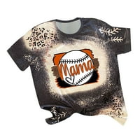Kratki rukav za žene ljetni majčin dan majica Crewneck kratki rukav casual moda mama bejzbol leopard narančasta m