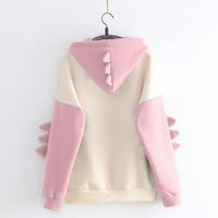 Moonker Womens Tops Majice za žene spajanje Dinosaurus otisci dukserice Pulover TEE majica Top dugih rukava XL Pink