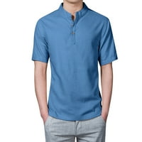 Košulje za muškarce vrhovi pamučni Henleyji košulju s kratkim rukavima Hipi Casual Beach T majice Slim