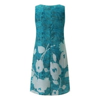 Ženska haljina mini haljina za žene A-line bez rukava cvjetni ženski haljina za vrat Print casual v