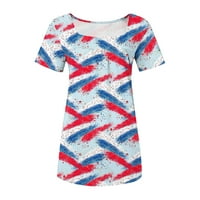 Xihbxyly vrhovi za žene, srpanj 4. košulje za žene Ljeto V izrez kratkih rukava Američka zastava, patriotska