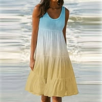 Ernkv ženski trendy midi labav sandress haljina bez rukava bez rukava Elegantna plaža Retro Kuća za