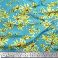 Soimoi Blue Rayon tkanina žuto cvjetno otiska šivaće tkanine BTY Wide