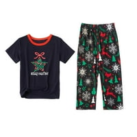 Podudaranje božićne porodice pidžama set Star Snježnog patlake, majica s kratkim rukavima + pantalone