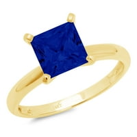 2.5ct princeza simulirani plavi safir 14k žuti zlatni godišnjički angažman prsten veličine 8.25