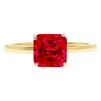 2.5ct Asscher Crveno simulirano rubin 18k žuti zlatni godišnjički angažman prsten veličine 4,25
